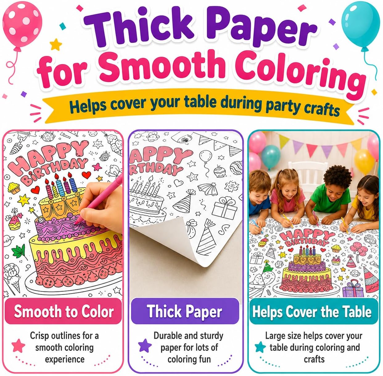 Pôster Gigante para Colorir pa - Art Craft Birthday Party avaliação e preço